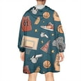 thumbnail image 2 of Blue Basketball Related Items Pattern Wearable Oversized Blanket,Wearable Blanket Hoodie for Adults,Cozy Hooded Blankets with Super Pockets,Super Warm Fuzzy Pullover for Women & Men, 2 of 6