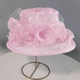 thumbnail image 4 of qelini Wide Brim Sun Hats for Women Plus Size Mesh Decor Vintage Formal Party Dress Cap Outdoor Travel Party Sun Shade Cap, 4 of 6