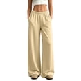 thumbnail image 2 of Resicozy Wide Leg Sweatpants for Women High Waisted Baggy Sweat Track Pants Drawstring Casual Lounge Pants with Pockets Khaki S, 2 of 6