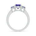 thumbnail image 2 of ANGARA Natural Three Stone Round 1.45 ct Tanzanite Ring with Diamond Accents in 14K White Gold for Women (Size-7mm) | December Birthstone, Anniversary, Jewelry Gift for Women | Natural Tanzanite Ring, 2 of 9