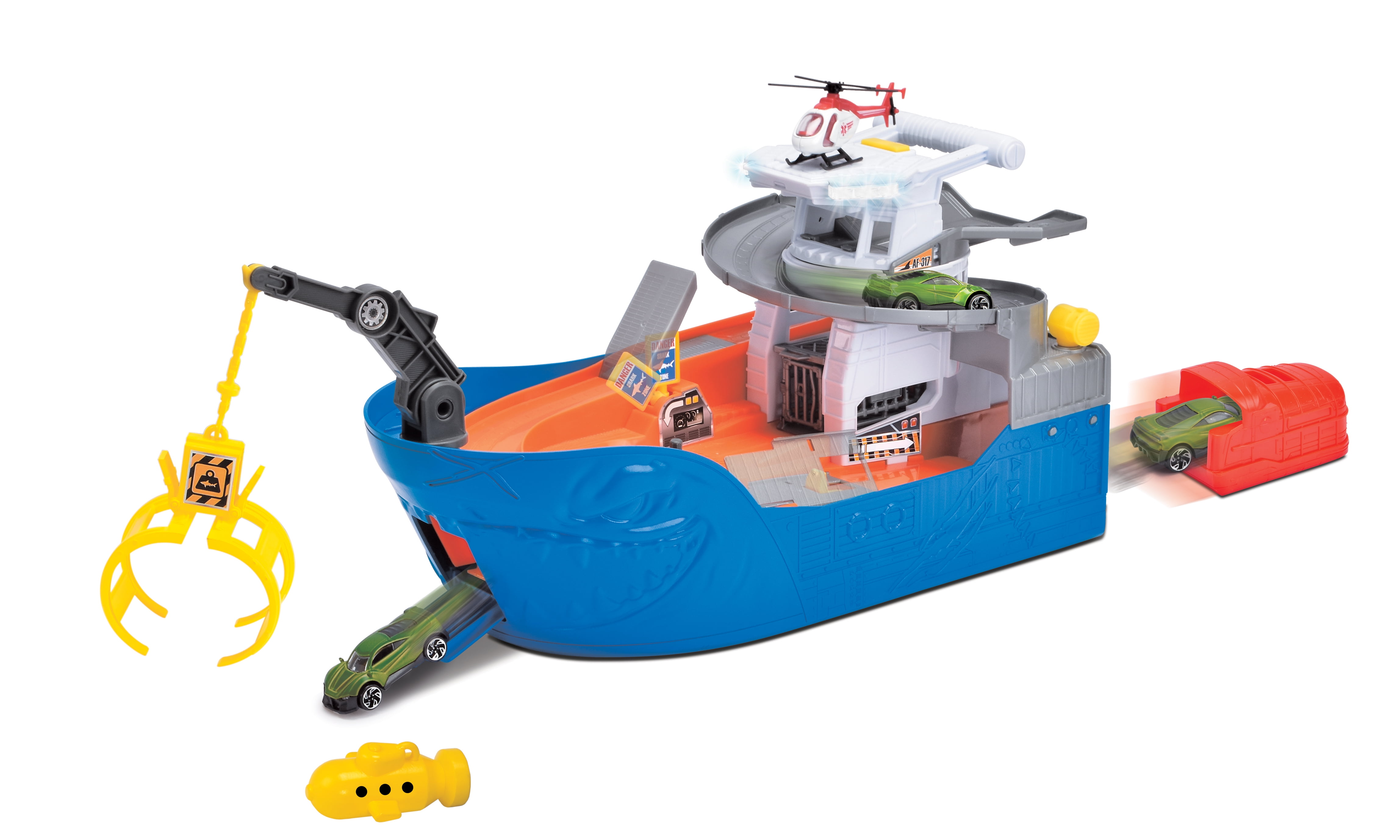 Adventure Force Shark Attack Die-Cast Vehicle Playset, Multi-Color, Lights & Sounds, Ages 3+, Collectible