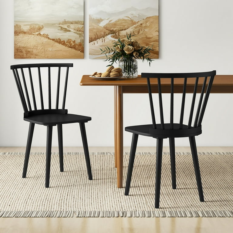 Gymax 4 PCS Dining Chair Windsor High Spindle Back Wood Kitchen