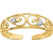 SWEET PEA JEWELLERY 10K Yellow Gold .02Ct Diamond Scroll Toe Ring (Width 1) - Jbsp