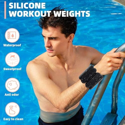 Jointown Adjustable Ankle Weights for Women Men,Wrist Weights set for Walking Running,1 Pair (1Lbs Each) Silicone Workout Weights for gym fitness, Jogging,yoga,pilates,strength training,physical