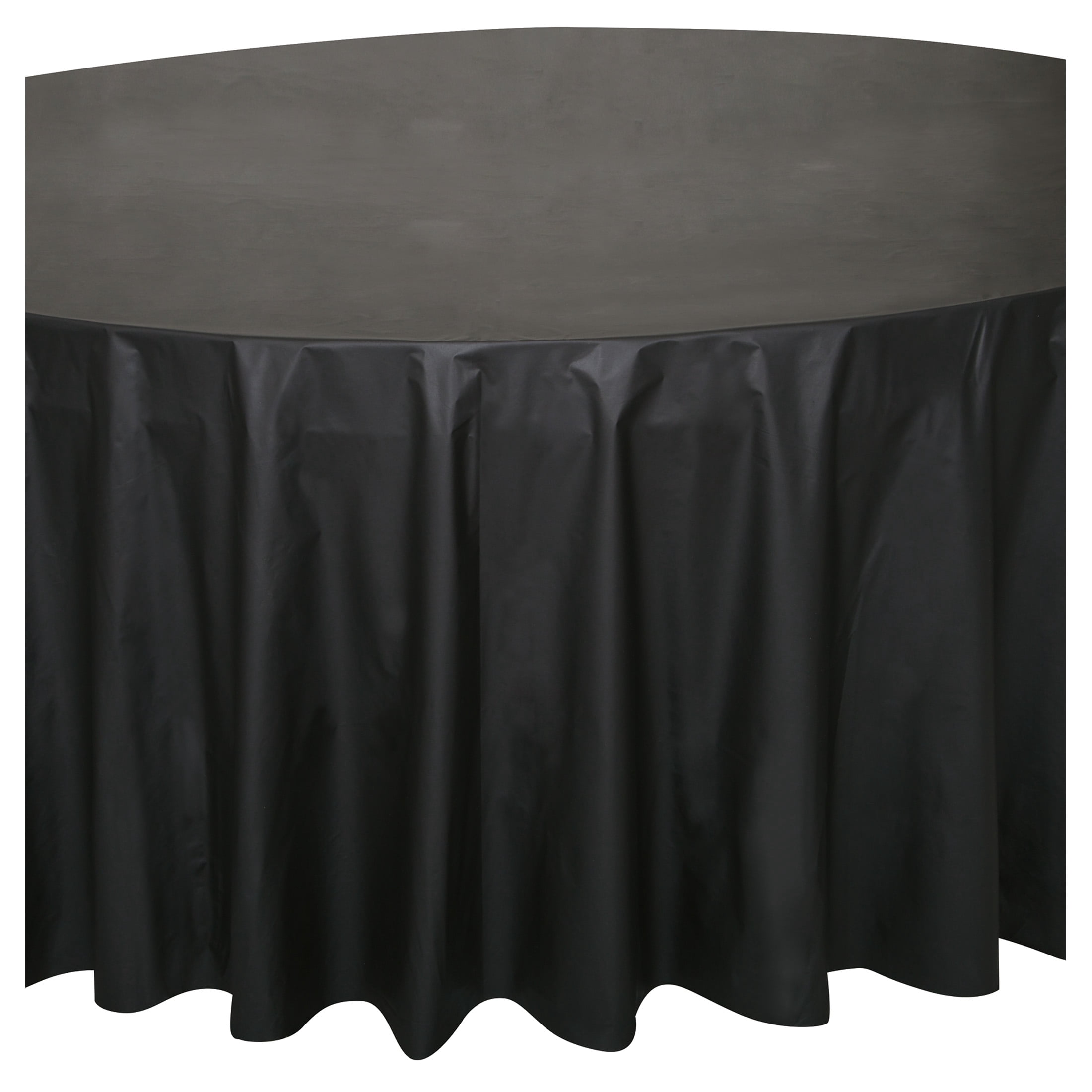 1CT 84IN Black Round Plastic Table Cover by Way To Celebrate