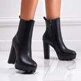 thumbnail image 2 of Mostsola Black Boots for Women Elastic Ankle Boots Zip up Platform Heels Fashion Block Heeled Pumps, 2 of 9