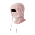 thumbnail image 3 of Pasamontañas de invierno con capucha a prueba de viento y forro polar para el cuello, ajustable para esquí para hombre rosa, 3 of 9