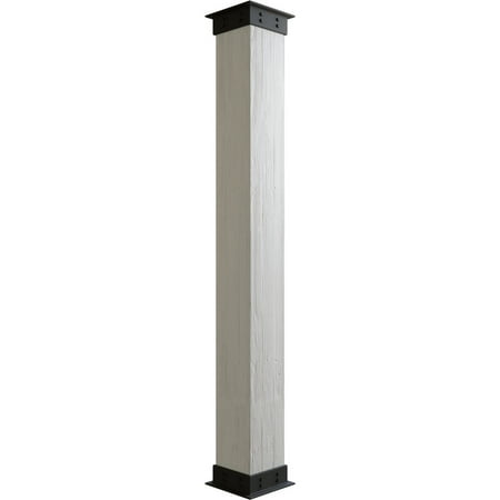 

Ekena Millwork 16 W x 20 H Sand Blasted Endurathane Faux Wood Non-Tapered Square Column Wrap with Faux Iron Capital & Base