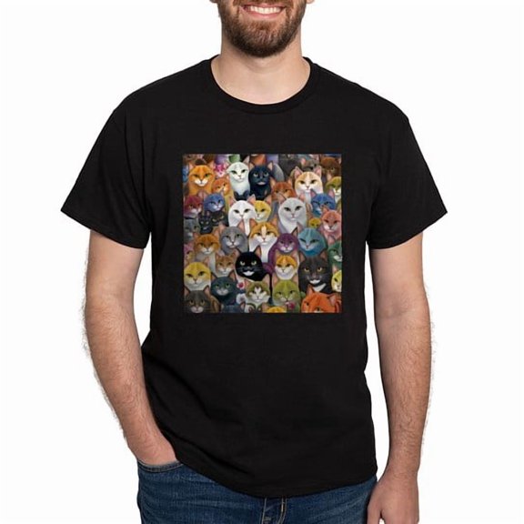 CafePress - Adorable And Curious Cats Fantasy T Shirt - Men's Classic Cotton T-Shirts