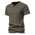 thumbnail image 2 of YLSDY Men's Cotton Short & Long Sleeve Henley T-Shirt Performance Activewear Available in Big & Tall Sports Shirts Army Green XXL, 2 of 4