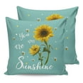 thumbnail image 7 of Idyllic Yellow Sunflower Bee Outdoor Pillow Covers Waterproof Throw Pillow Cover 20x20in Set of 2,Square Decorative Pillowcases Cushion Case for Patio Sofa Couch,Sunshine Quote on Teal, 7 of 7