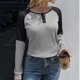 thumbnail image 4 of Tops de Mujer Blusas de Manga Larga Botón de Moda Cuello Redondo Jersey de Costura Odeerbi ODB185535, 4 of 7
