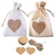 thumbnail image 1 of 40-pack 4"x6" heart-shaped burlap bags, with DIY labels, for Valentine's Day, 1 of 4