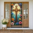 thumbnail image 3 of Floral Design Welcome Banner Colorful Flowers Spring Display Green Leaves Ladybug Accent Garden Backdrop for Garden Party Outdoor Gathering Front Door Decor, 3 of 9