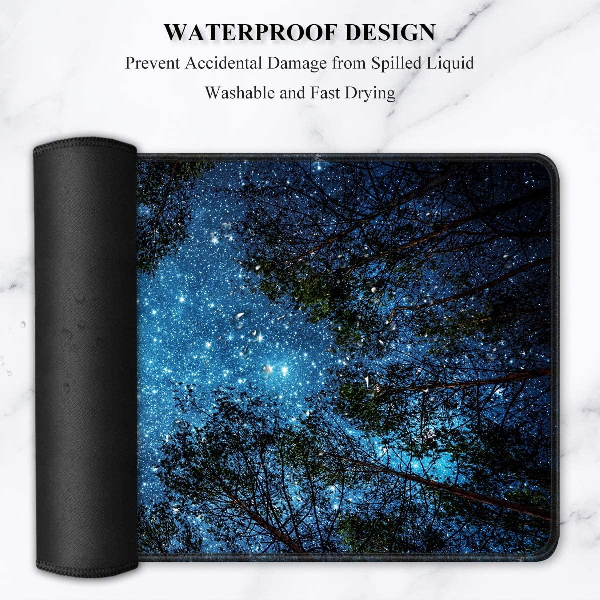 Large Mouse Pad, XXL Gaming Mousepad, Desk Mat for Desktop, Thick Rubber, Big & Long Size, Stitched Edges, Full Desk Pad for Laptop & Computer, Extended 35.4 x 15.7 in, Silent Night Sky