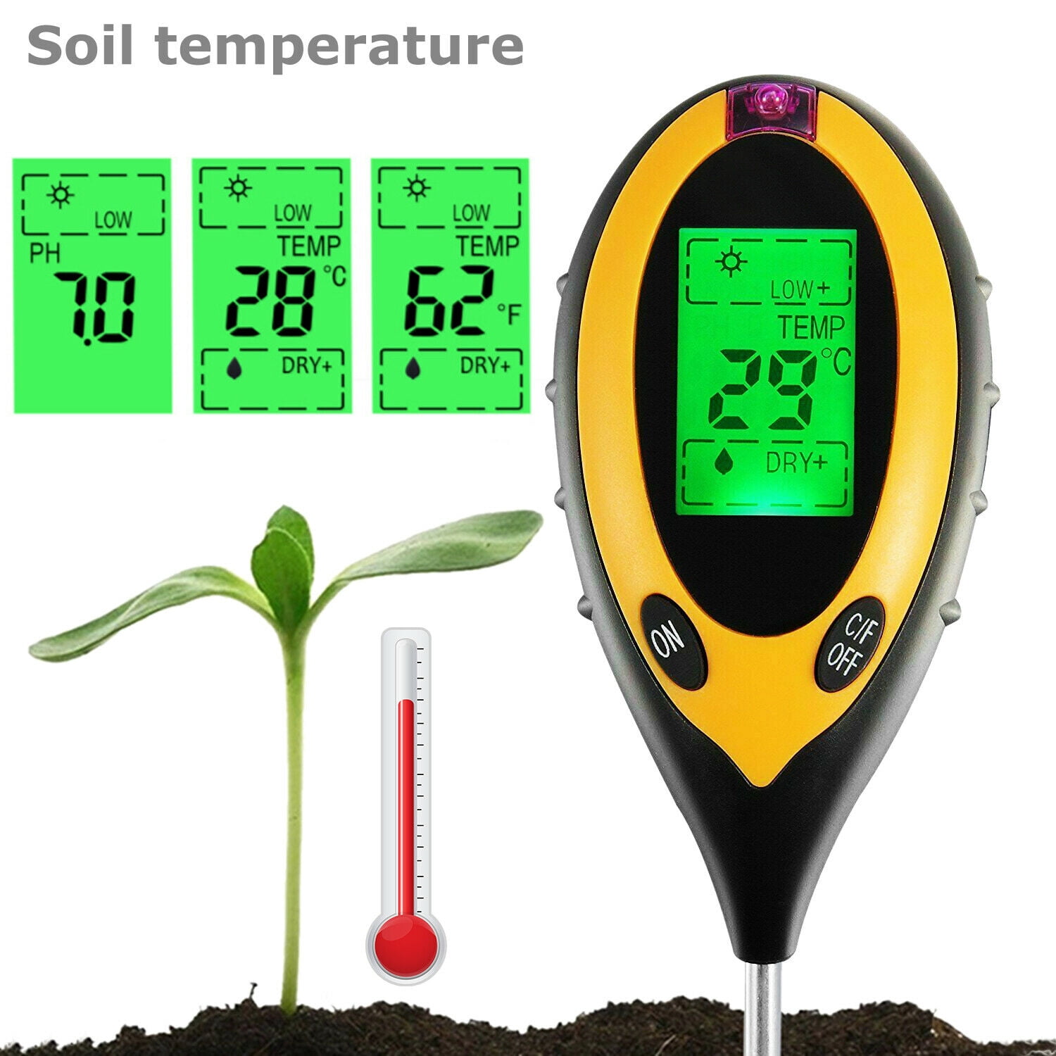 4 in 1 PH Tester Soil Water Moisture Light Test Meter for