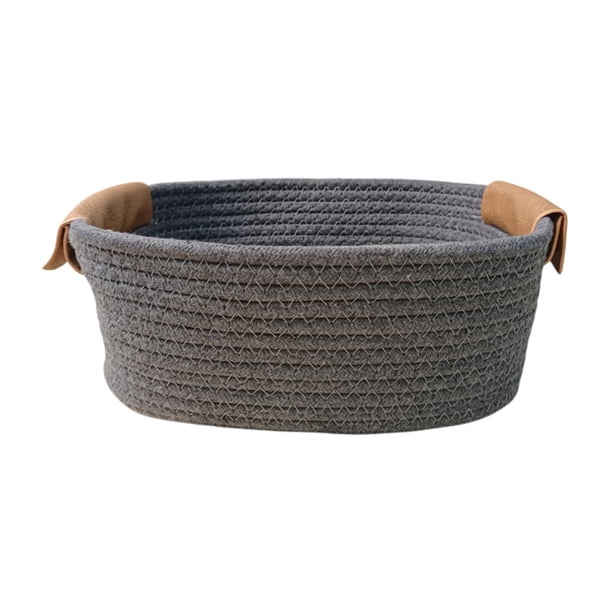 Cesta de almacenamiento de algodón tejida cesta de picnic decoración del hogar elegante cesta de fruta cesta de picnic para aperitivos sándwiches pan Gris S