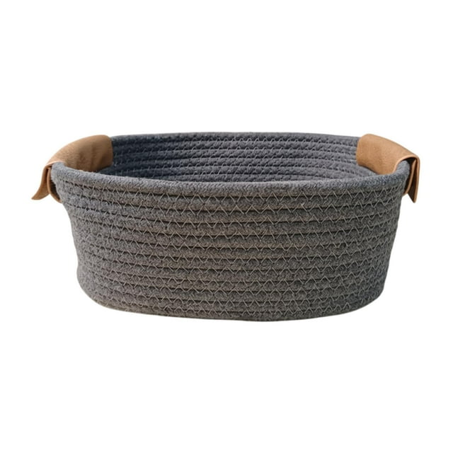 Cesta de almacenamiento de algodón tejida cesta de picnic decoración del hogar elegante cesta de fruta cesta de picnic para aperitivos sándwiches pan Gris L