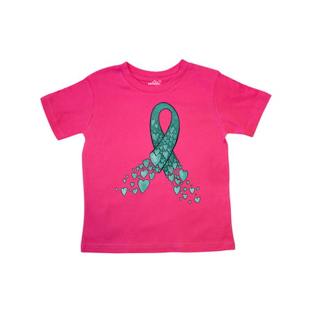 

Inktastic Ovarian Cancer Awareness Teal Ribbon Made of Hearts Gift Toddler Boy or Toddler Girl T-Shirt