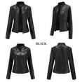 thumbnail image 5 of UTTOASFAY Coat Women'S Slim-Fit Leather Stand-Up Collar Zipper Motorcycle Suit Thin Coat Jacket Black XL, 5 of 7