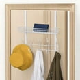 thumbnail image 4 of Over The Door Hook Hanger with Mesh Basket, Bathroom Towel Hanging Rack, White, 4 of 6