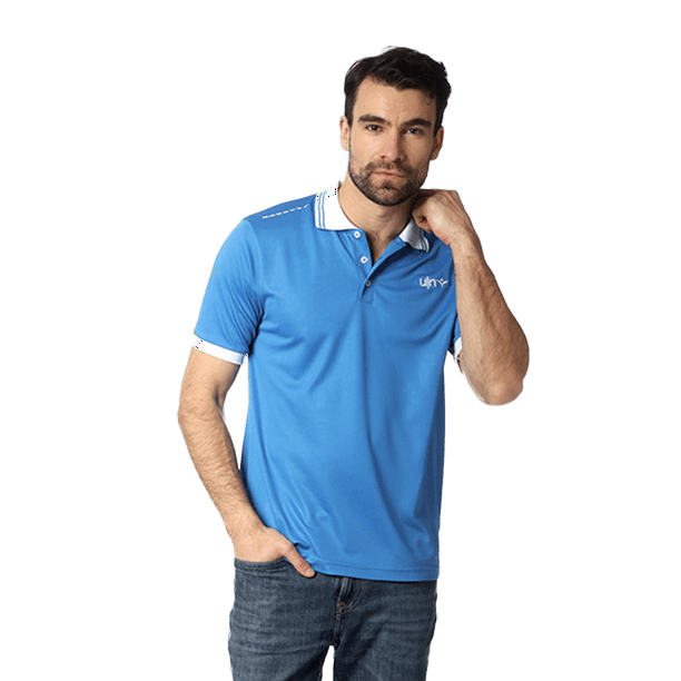Playera Polo Deportivo Manga Corta Moda L UIN Caballero Azul