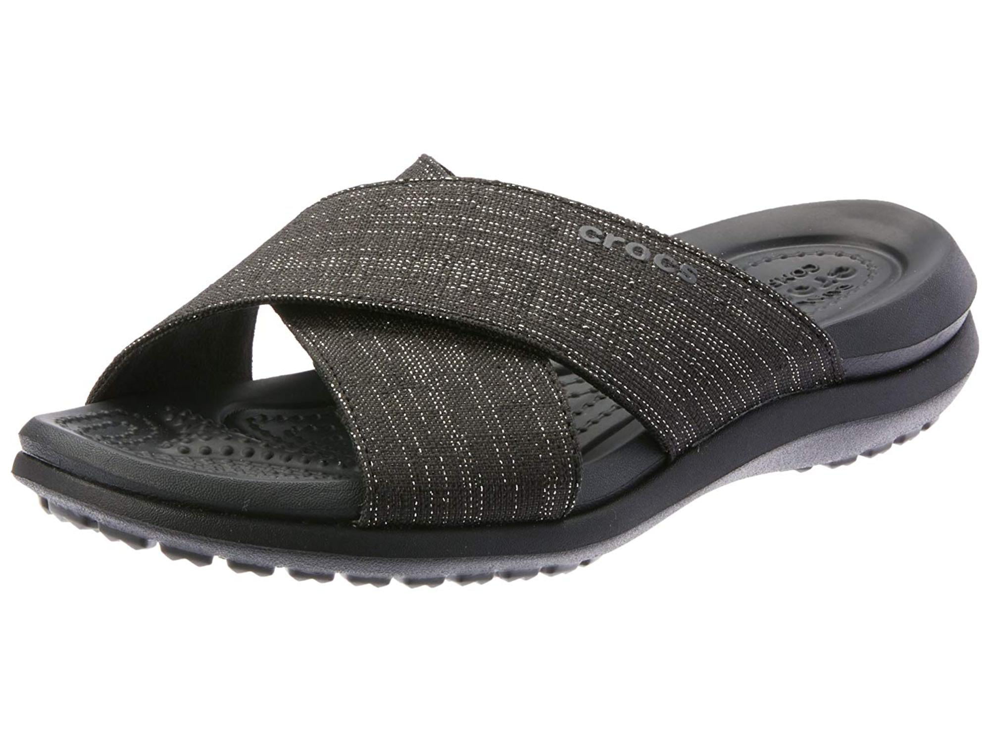 crocs capri shimmer cross band sandals