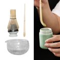 thumbnail image 1 of Juego de Matcha japonés, accesorios multiusos con cuenco de cristal hecho a mano con soporte, herramientas profesionales, 500ml para Macarena batidor de matcha, 1 of 8