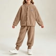 thumbnail image 5 of Acaics Girls' 2 Piece Fleece Tracksuit Set: Stand Collar Button Up Long Sleeve Jogger Outfit, Warm Loungewear for Girls Ages 1–10, 5 of 8