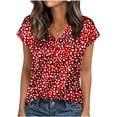 thumbnail image 3 of TaTaai Women's Satin V-Neck Top Short Sleeve Printed Pullover Loose Fit Shiny Elegant Casual Summer Blouse Shirt Date Night Daily Gift, 3 of 6