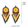 thumbnail image 3 of Handmade Beaded Black Medallion Seed Bead Big Native Style Earrings, 3 of 3