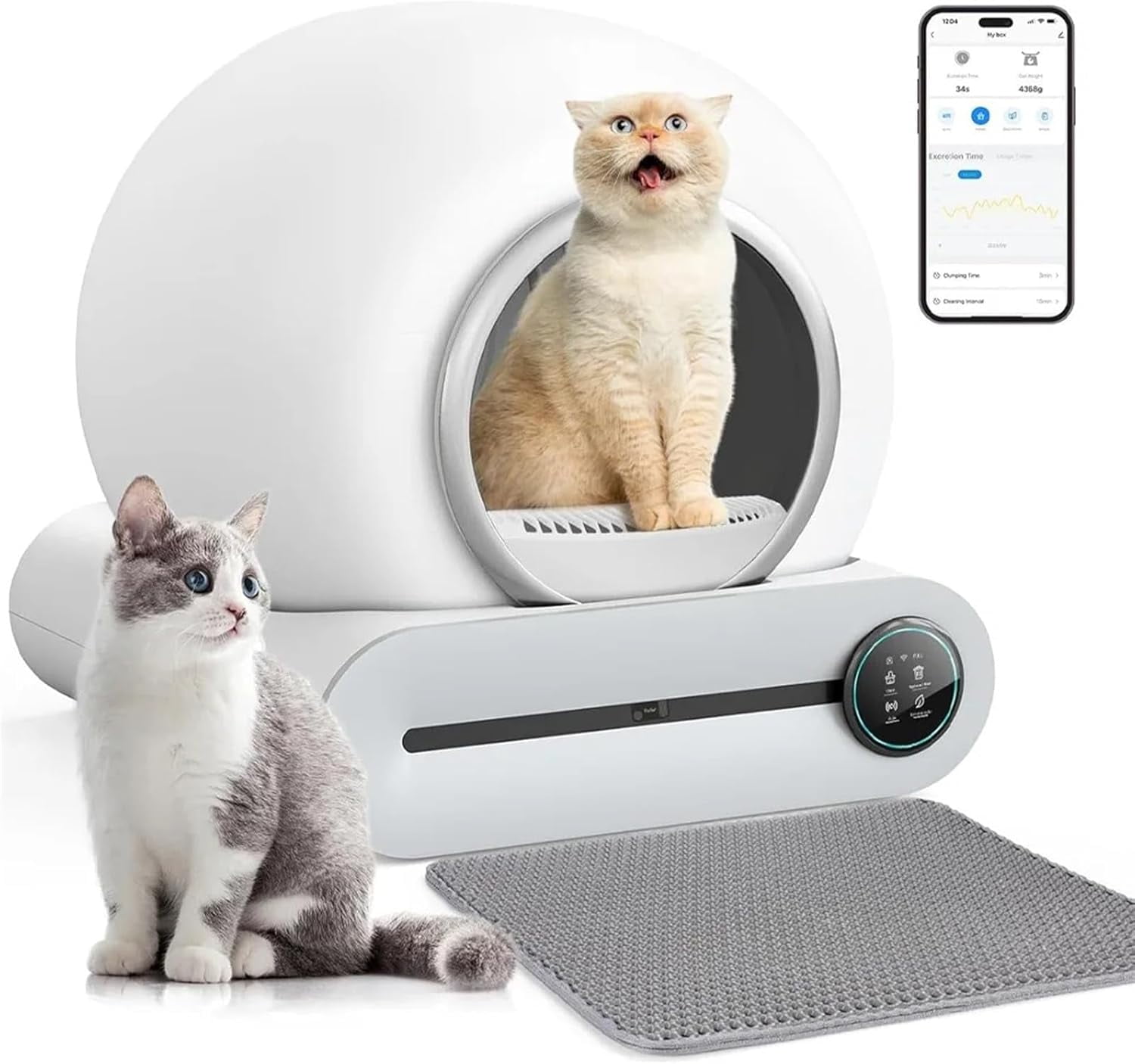 65L Automatic Smart Cat Litter Box Self Cleaning Fully Enclosed Cat Litter Box Pet Toilet Litter Tray Pet Products(Ti Pro with APP)