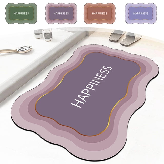 Bowayaoa Diatom Mud Bathroom Floor Mat, Non Slip Water Absorbing Quick Dry Bath Mat, Soft Polyester Entrance Door Mat for Home