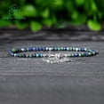 thumbnail image 4 of Azurite Malachite 2-2.5mm Round Shape Faceted Cut Beads 7 inch adjustable Silver Plated Clasp Bracelet for men, women, unisex. Link Chain Stacking Bracelet.|LINK_00914, 4 of 5