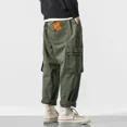 thumbnail image 4 of Pantalones cargo para hombre, rectos, negros, anchos, de alta calidad, estilo callejero, Y2k, informales, vintage, largos, estilo emo, Harajuku, 4 of 5
