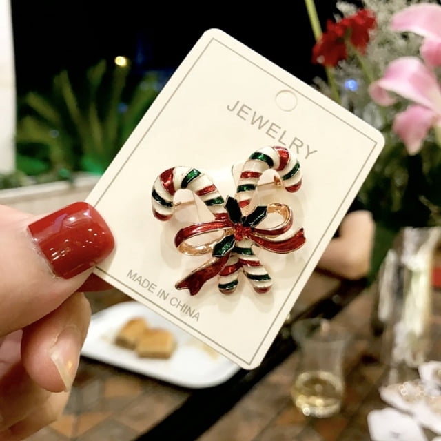 xihome Broche navideño de esmalte, accesorio festivo para fiestas, cierre de metal dorado