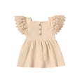 thumbnail image 1 of Xingqing 4 Colors Newborn Baby Girls Princess Dress Solid Lace Fly Sleeve Button A-Line Mini Dress, 1 of 6