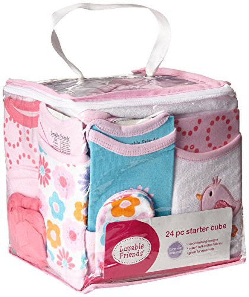 Luvable Friends Unisex 24-Piece Cube Box Set Fuchsia 0-6 Months