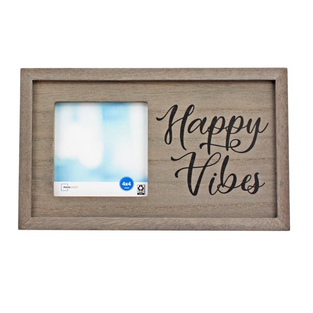 Mainstays 4x4 Rectangular 'Happy Vibes' Wood Table Top Single Picture