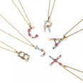 thumbnail image 3 of Collares de mujer - Letra inglesa P Collar colgante con incrustaciones de piedras preciosas de colores Cadena de clavícula Joyería de mujer Feliz Sencillez, 3 of 3