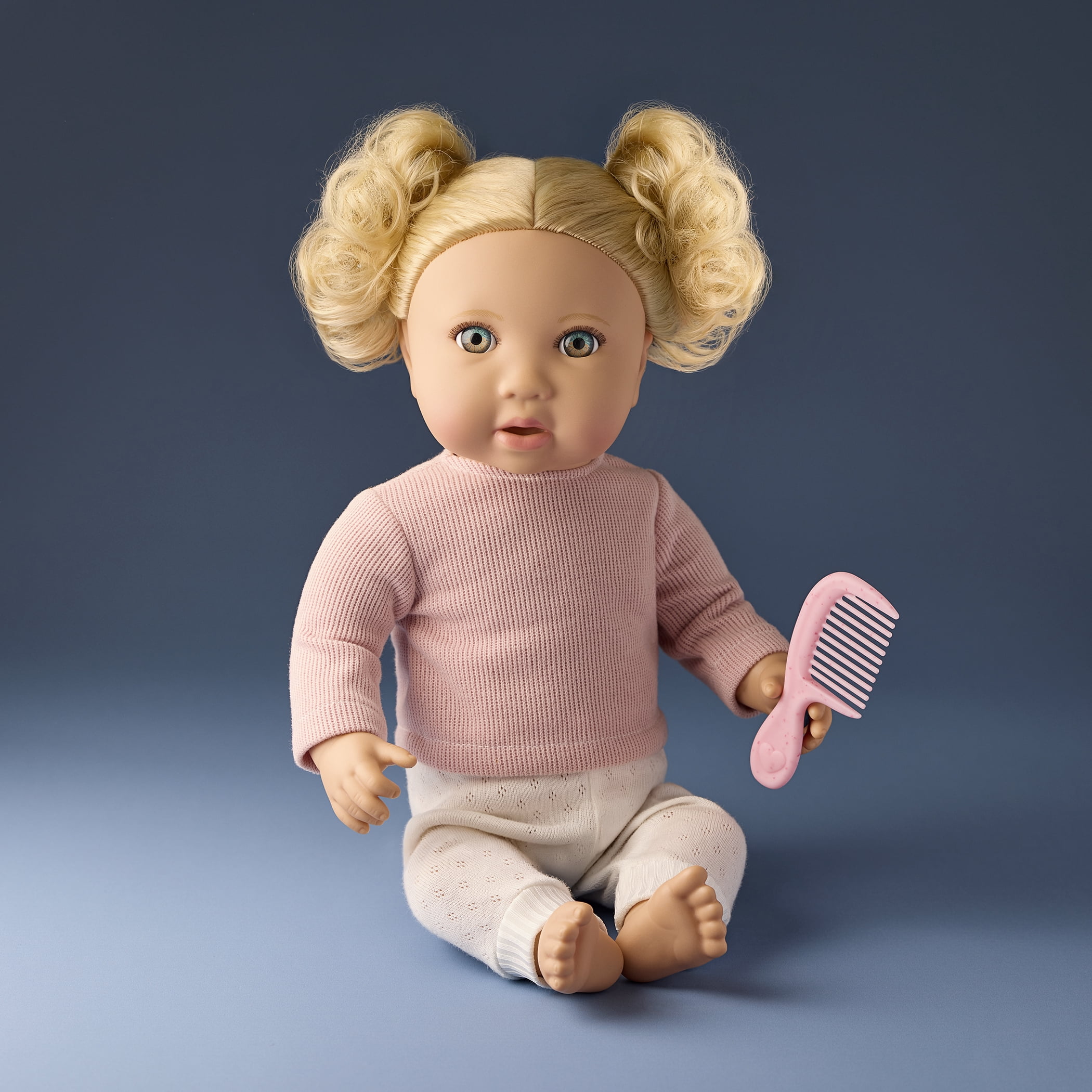 LullaBaby Baby Doll with Wavy Blonde Hair & Comb Blue Eyes & Fair Skin Tone