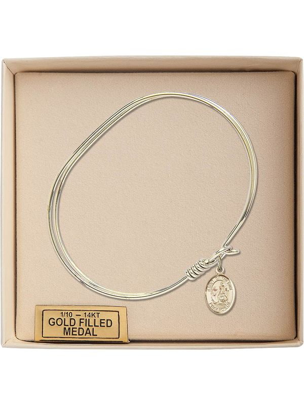 Catherine of Siena in Sterling Silver Bonyak Jewelry Round Eye Hook Bangle Bracelet w//St