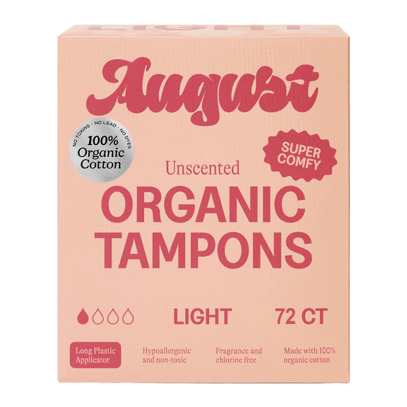 27 Aug August Organic Cotton Tampons, Unscented, Light, 24 Count - Walmart.com
