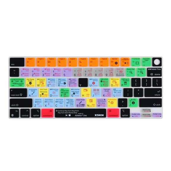 XSKN Ableton Live US Layout Shortcuts Silicone Keyboard Cover Skin for 2021-2023 Released MacBook Pro 14 inch Macbook Pro 16 inch 2022-2024 Macbook Air 13.6/15.3 inch with Touch ID M1 M2 M3 Chip