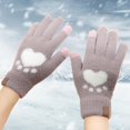 thumbnail image 2 of GHSOHS Gloves Winter Gloves for Women Men Double Fleece Jacquard Touchscreen Gloves Elastic Warm Knit Wool Texting Finger Gloves Cold Weather Mittens Rubber Gloves Purple Finger Gloves Mittens, 2 of 4
