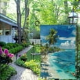 thumbnail image 4 of Heduofu Beach Garden Flag Tropical Hawaii Maldive Ocean Sea Water Palm Trees Blue Sky Cloud Home Flags Double-Sided Banner Welcome Yard Flag Outdoor Decor White, 4 of 6