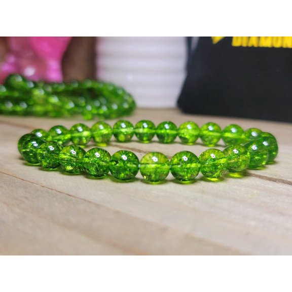 Natural Handmade Crystal bracelet Cracked Quartz Beaded 8mm