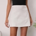 thumbnail image 5 of Women's High Waisted Mini A-Line Skirt Vertical Pinstripe Print Slim Fit Stretchy Short Skirt Casual Office Work Wear Elegant Formal Business Bottoms, 5 of 9