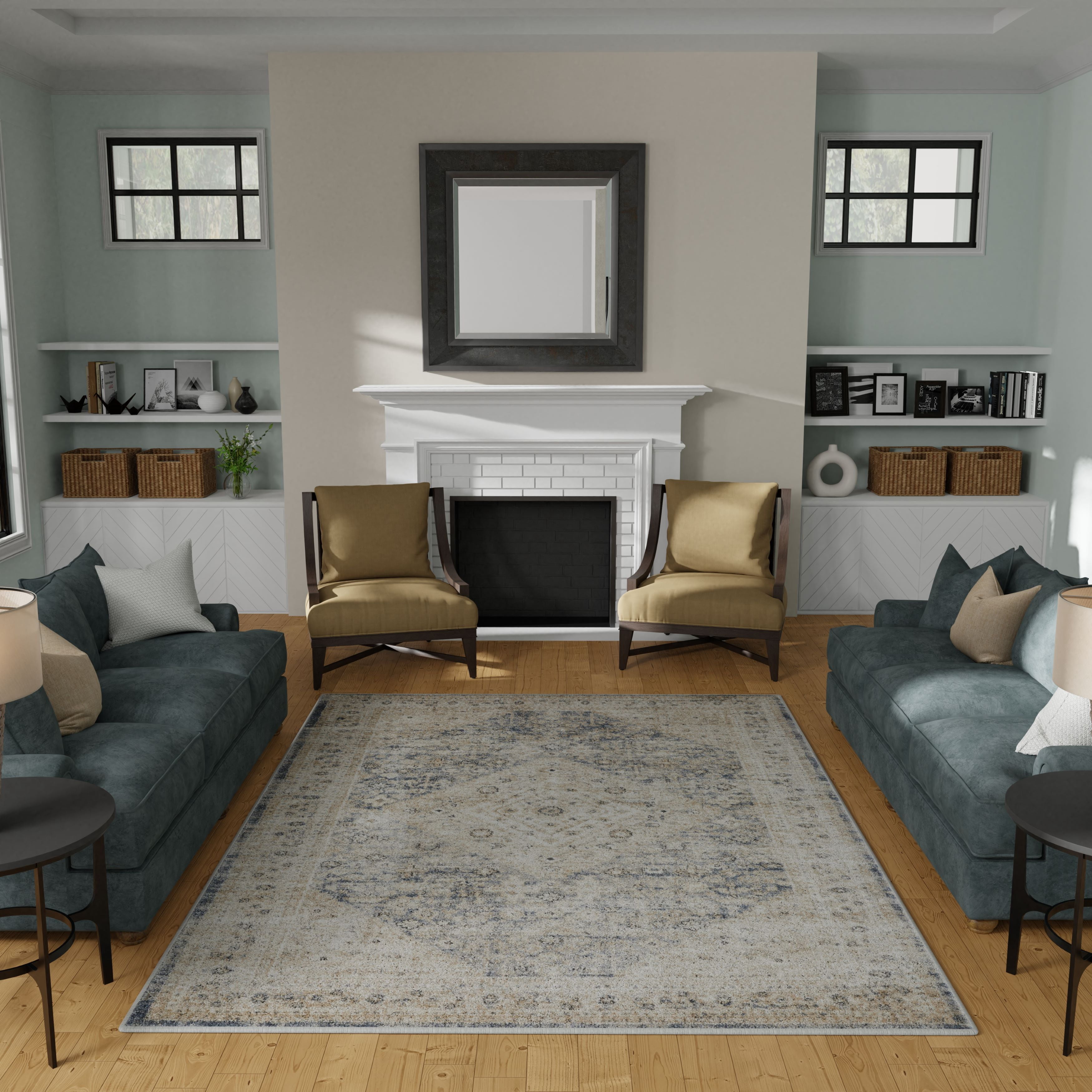Loomaknoti Kehleigh Abagail 5' x 7' Beige Oriental Indoor Area Rug
