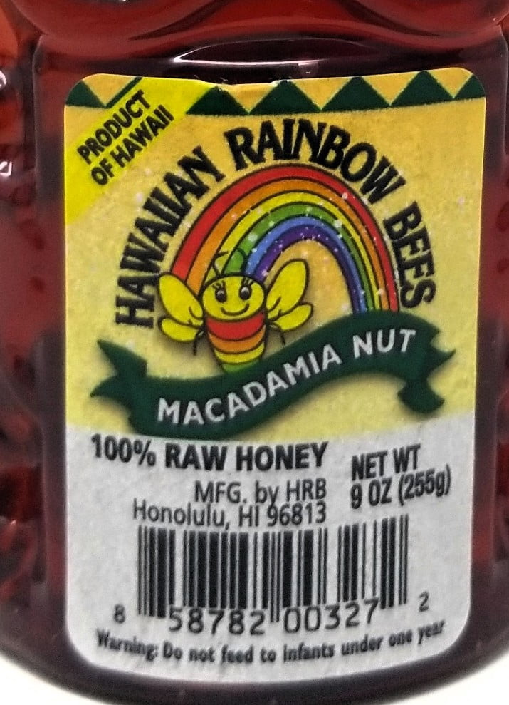 Rainbow Bees Macadamia Honey- Pure Raw Hawaiian Honey in Tiki Bottle